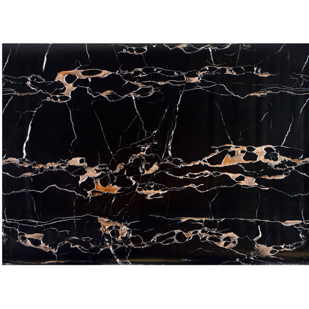 Decoratie plakfolie - 3x - marmer patroon zwart/goud - 45 cm x 2 m - zelfklevend - Meubelfolie