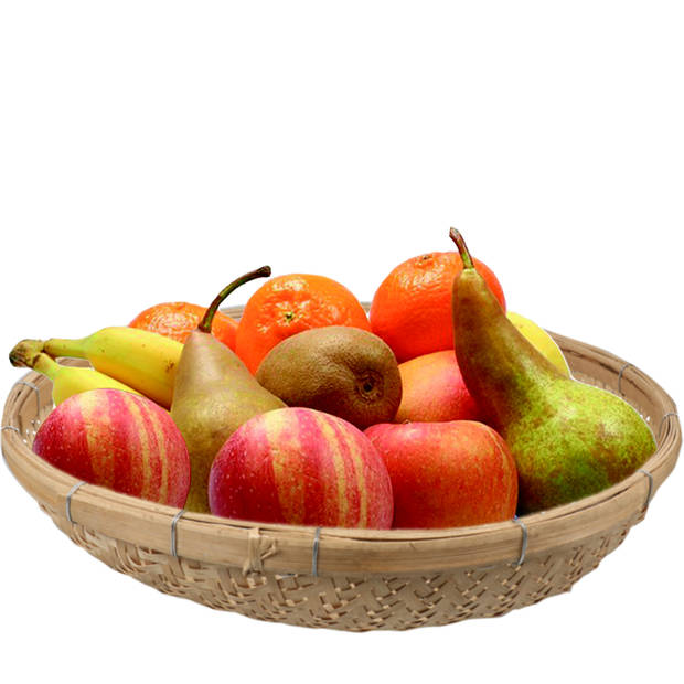 Fruitmand/fruitschaal rond - gevlochten bamboe hout - D41 cm - Fruitschalen