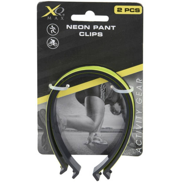 XQ Max Reflecterende broek clip/band - 2x - neon geel - 22 cm - hardlopen/fietsen - Reflecterende armband