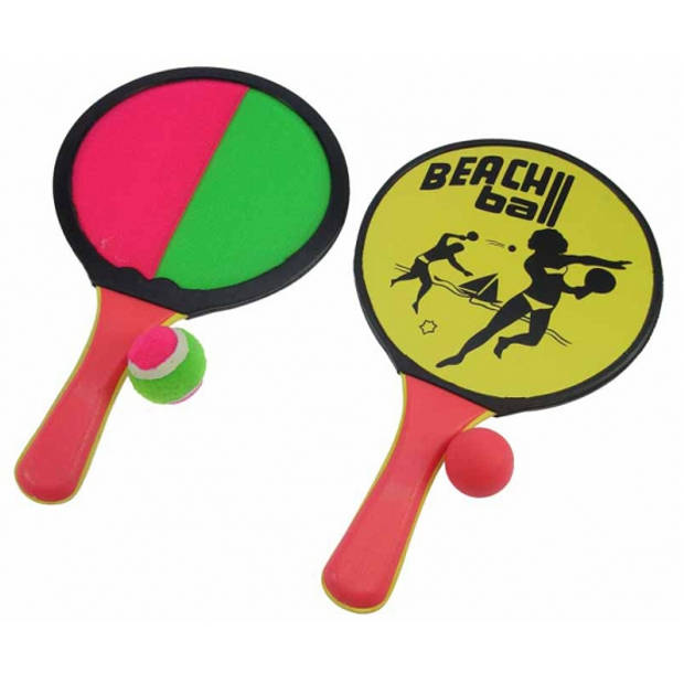 Vangbalspel / Beachball spel incl 4x ballen - roze/groen - strand speelgoed - Vang- en werpspel