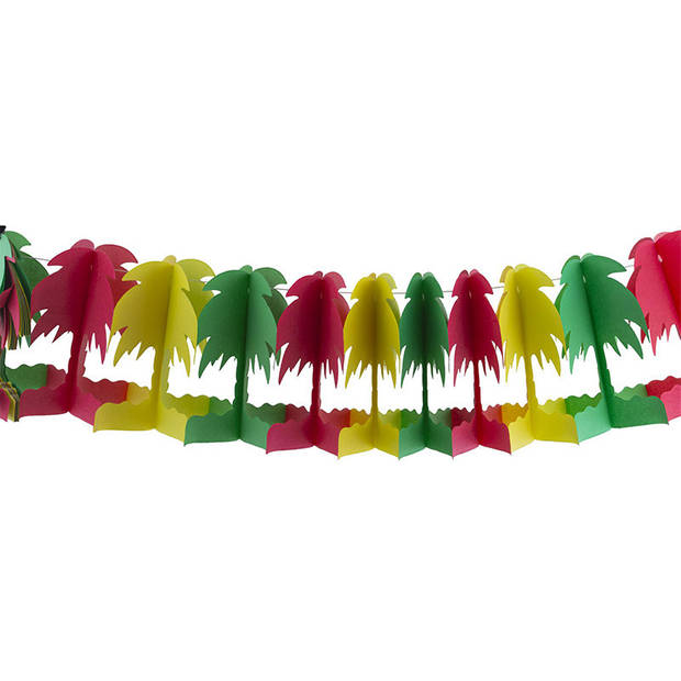 Funny Fashion Hawaii palmbomen thema feestslinger - 2x - gekleurd - 400 cm - papier - Feestslingers