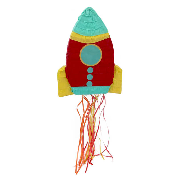 Verjaardag Pinata Space raket van 43 cm set met stok en masker - Pinatas