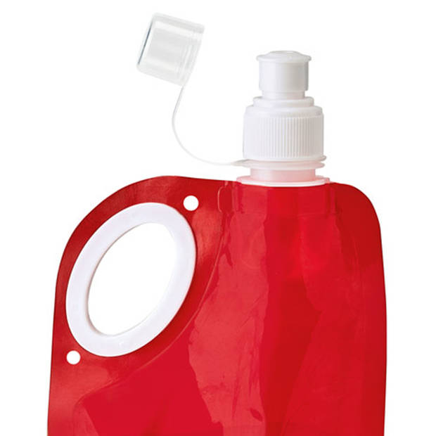 Waterfles/drinkfles opvouwbaar - rood - kunststof - 770 ml - schroefdop - waterzak - Drinkflessen