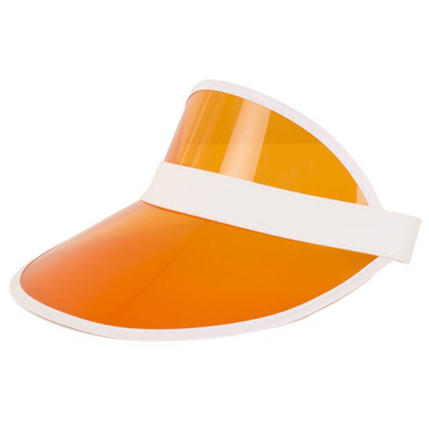Verkleed zonneklep/sunvisor - 2x - voor volwassenen - oranje/wit - Carnaval hoed - Verkleedhoofddeksels