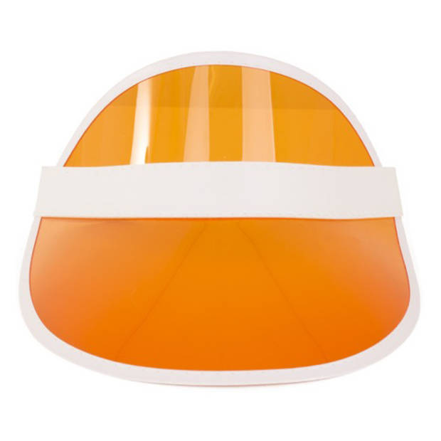 Verkleed zonneklep/sunvisor - 2x - voor volwassenen - oranje/wit - Carnaval hoed - Verkleedhoofddeksels
