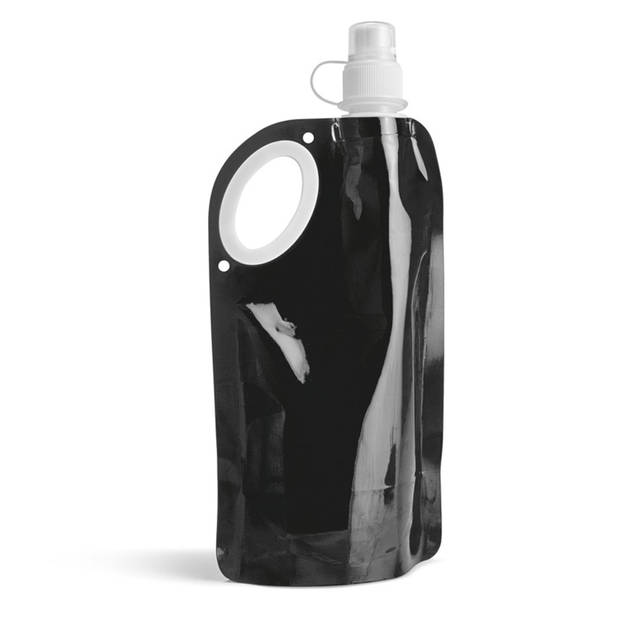 Waterfles/drinkfles opvouwbaar - 2x - zwart - kunststof - 770 ml - schroefdop - waterzak - Drinkflessen