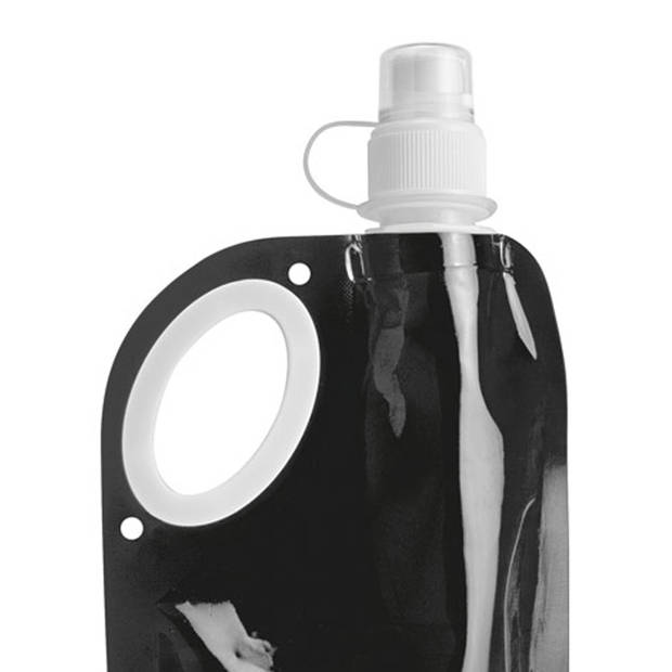 Waterfles/drinkfles opvouwbaar - 10x - zwart - kunststof - 770 ml - schroefdop - waterzak - Drinkflessen
