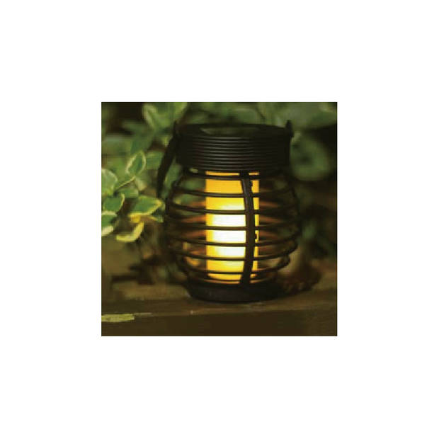 Benson Solar tuinlamp - 2x - zwart - LED flame effect - oplaadbaar - D9 x H10,8 cmA - Fakkels