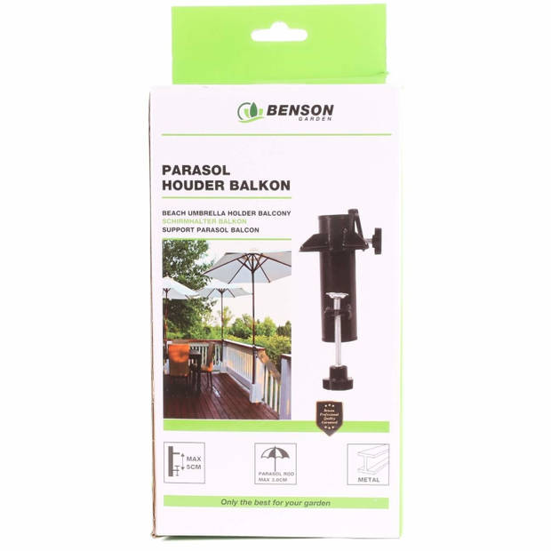 Benson Parasolvoet/houder - voor balkon - zwart - metaal - 15,5 cm - Parasolvoeten