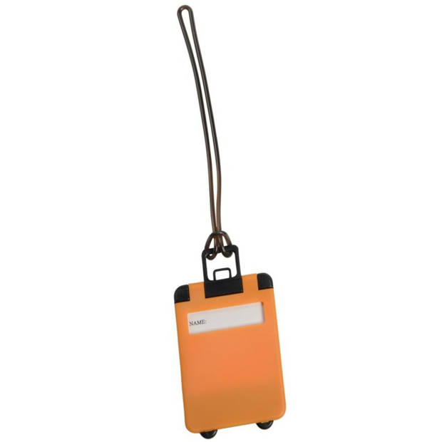 Kofferlabel Wanderlust - 4x - oranje - 9 x 5.5 cm - reiskoffer/handbagage label - Bagagelabels