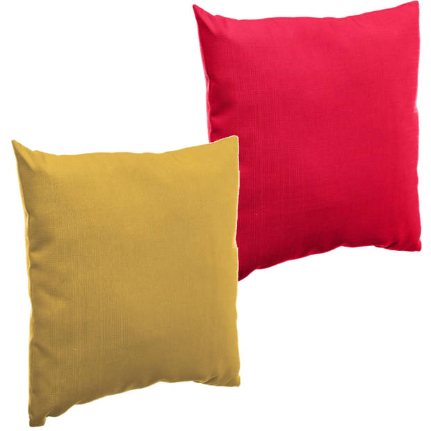 Bank/sier/tuin kussens voor binnen/buiten set 4x stuks rood/geel 40 x 40 cm - Sierkussens