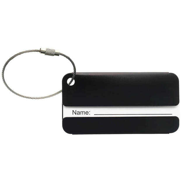 Kofferlabel discovery - 2x - zwart - 8 x 4 cm - reiskoffer/handbagage label - Bagagelabels