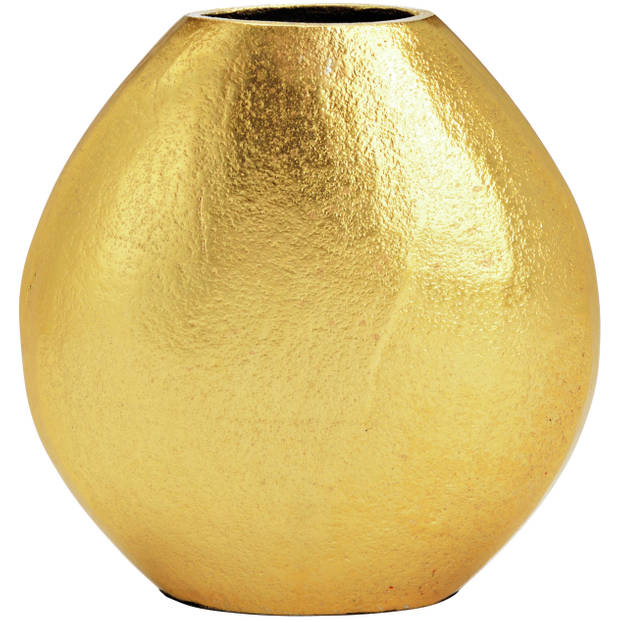 Cepewa Deco Metalen bloemenvaas - goud - Monaco de luxe - D16 x H16 cm - Vazen