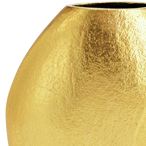 Cepewa Deco Metalen bloemenvaas - goud - Monaco de luxe - D16 x H16 cm - Vazen