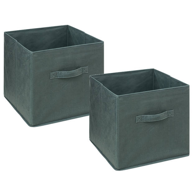 5Five Opbergmand/kastmand - 4x - vakkenkast - 29 liter - groen - 31 x 31 x 31 cm - Opbergmanden