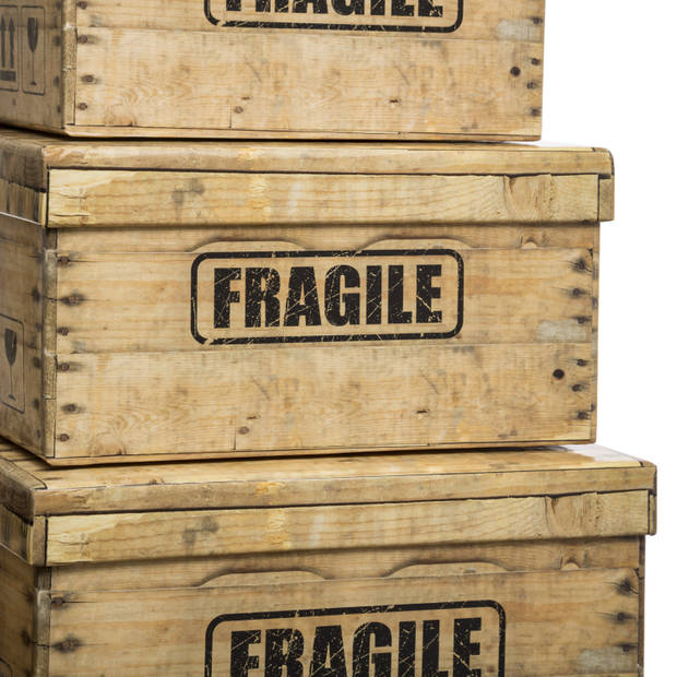 5Five Opbergdoos/box - 2x - houtkleur - L28 x B19.5 x H11 cm - Stevig karton - Woodybox - Opbergbox