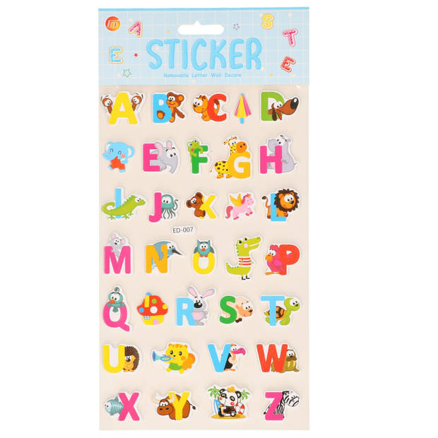Stickervelletjes - 34x sticker letters A-Z - gekleurdA - alfabet - Stickers