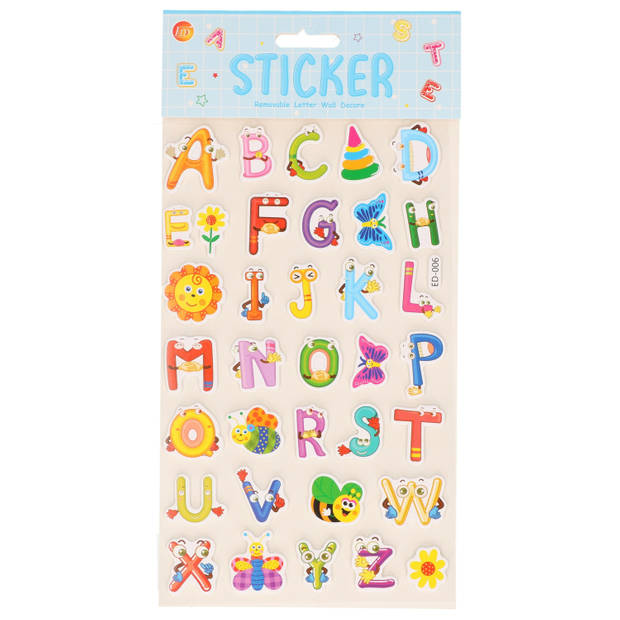 Stickervelletjes - 34x sticker letters A-Z - gekleurdA - alfabet - Stickers