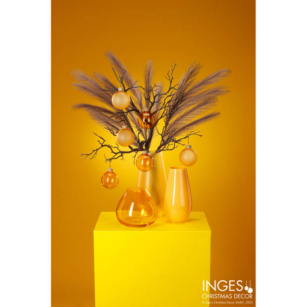 Kunstbloemen bloemstuk pluimen boeket in vaas - lichtbruin/geel tinten - 80 cm hoog - Kunstbloemen