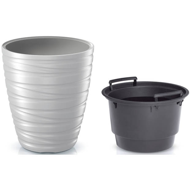 Prosperplast Plantenpot/bloempot Amazing - 2x - buiten/binnen - kunststof - wit - D30 x H33 cm - Plantenpotten