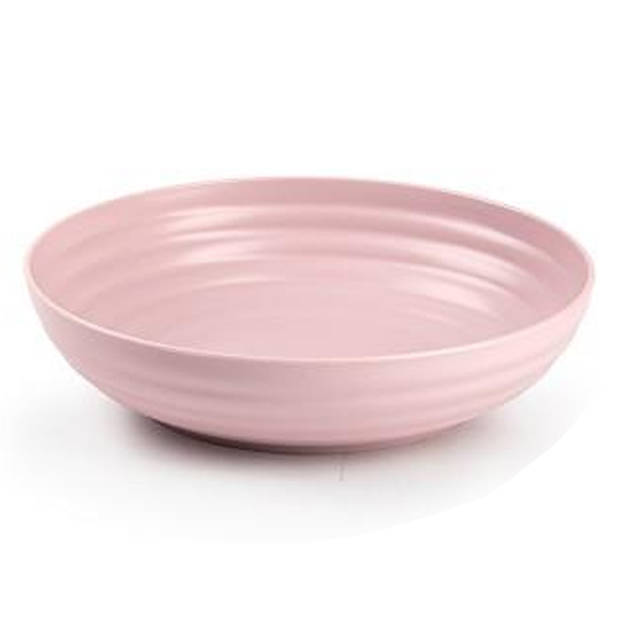 Plasticforte Rond bord/camping - 4x - diep bord - D22 cm - oud roze - kunststof - onbreekbaar - Diepe borden