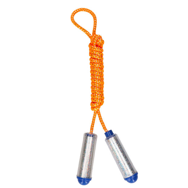 Springtouw - met kunststof handvatteni¿½- oranje/zilver - 210 cm - speelgoed - Springtouwen