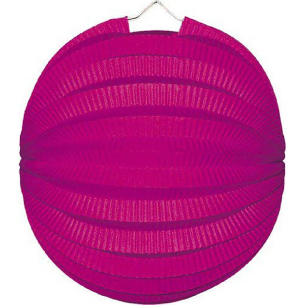 Haza Lampion - fuchsia roze - 22 cm - papier - Feestlampionnen