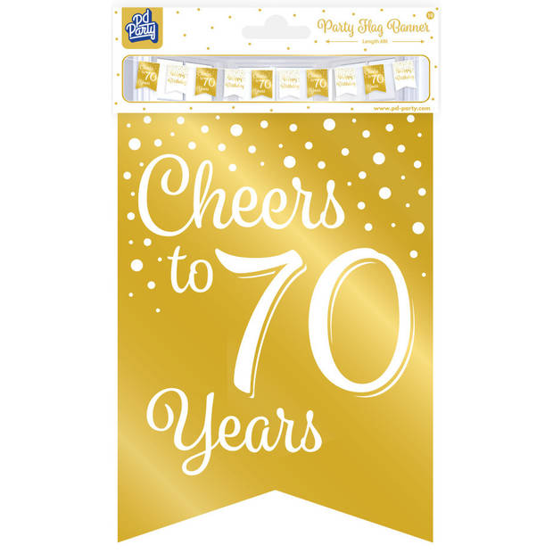 Paperdreams Verjaardag Vlaggenlijn 70 jaar - 3x - Gerecycled karton - wit/goud - 600 cm - Vlaggenlijnen