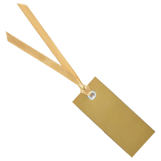 Santex cadeaulabels met lintje - set 24x stuks - goud - 3 x 7 cm - naam tags - Cadeauversiering