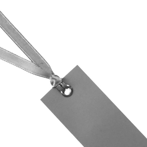 Santex cadeaulabels met lintje - set 12x stuks - grijs - 3 x 7 cm - naam tags - Cadeauversiering