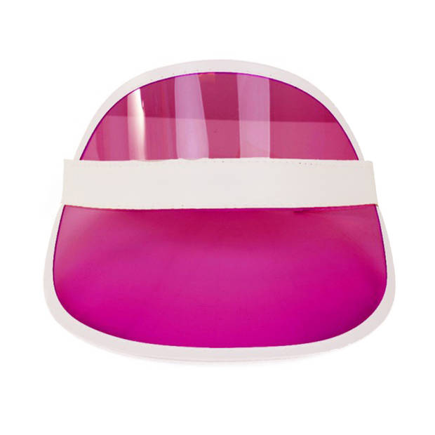 Verkleed zonneklep/sunvisor - 2x - voor volwassenen - roze/wit - Carnaval hoed - Verkleedhoofddeksels