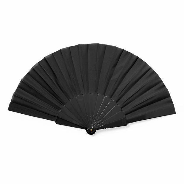 Spaanse handwaaier - 2x - zwart - gerecycled kunststof/polyester - 42 x 23 cm - Verkleedattributen