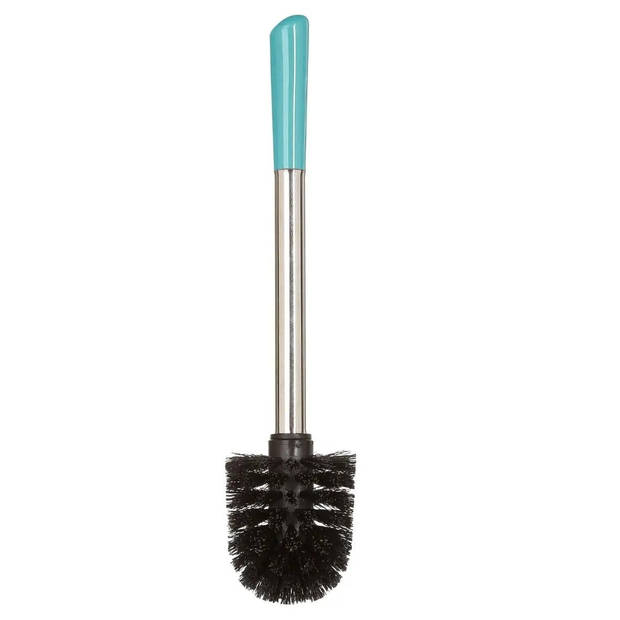 2x stuks WC-/toiletborstel met houder rond turquoise glans keramiek 36 cm - Toiletborstels