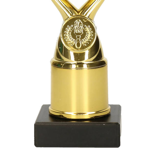 Luxe trofee/prijs beker - goud - kunststof - 18,5 x 6,8 cmA?A - sportprijs - Fopartikelen