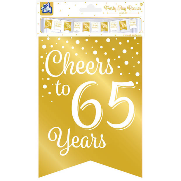 Paperdreams Verjaardag Vlaggenlijn 65 jaar - 2x - Gerecycled karton - wit/goud - 600 cm - Vlaggenlijnen