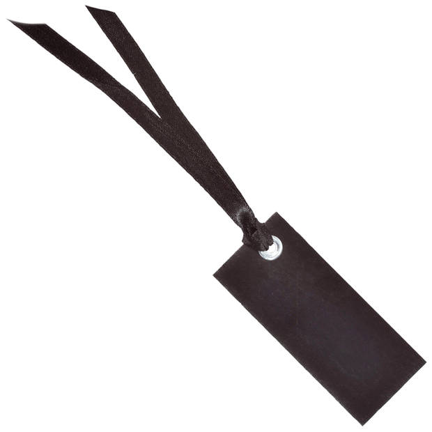 Santex cadeaulabels met lintje - set 120x stuks - zwart - 3 x 7 cm - naam tags - Cadeauversiering