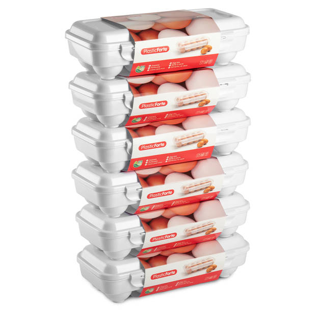 Eierdoos - koelkast organizer eierhouder - 10 eieren - wit - kunststof - 27 x 12,5 cm - Vershoudbakjes