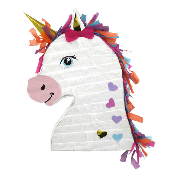 Funny Fashion - Verjaardag Pinata Unicorn/eenhoorn - 42 x 30 cm - set met stok en masker - Pinatas