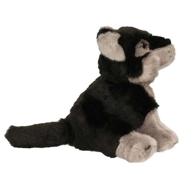 Zwarte wolven knuffels 18 cm knuffeldieren - Knuffel bosdieren