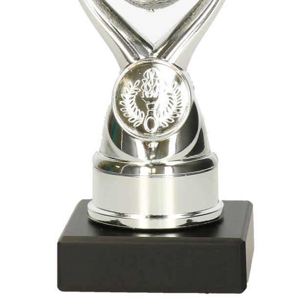 Luxe trofee/prijs beker - zilver - kunststof - 16,5 x 6,8 cmAƒaEsA‚A - sportprijs - Fopartikelen
