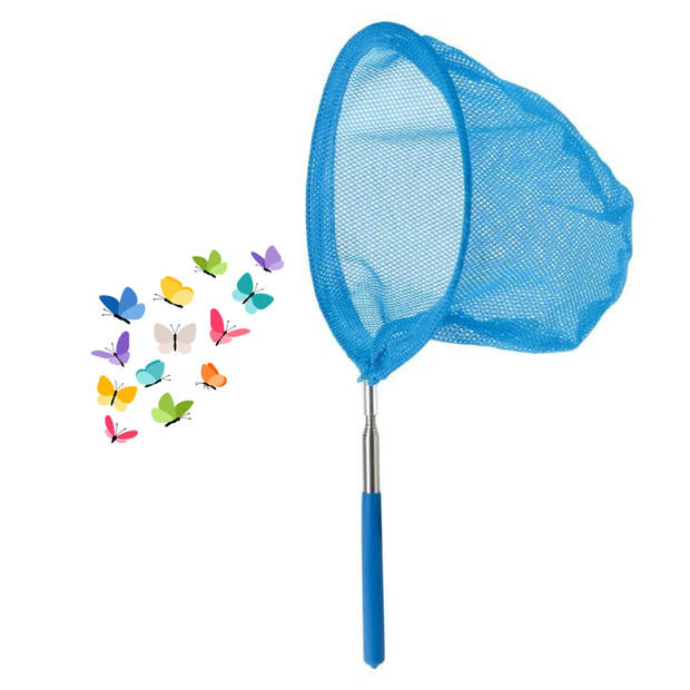 Gebro Vlindernet/insectennet - neon blauw - metaal - 86 cm - Vlindernetjes