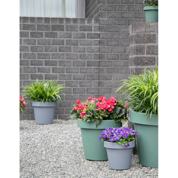 Mega Collections Plantenpot/bloempot - 2x - kunststof - grijs - buiten - D50 x H44 cm - Plantenpotten