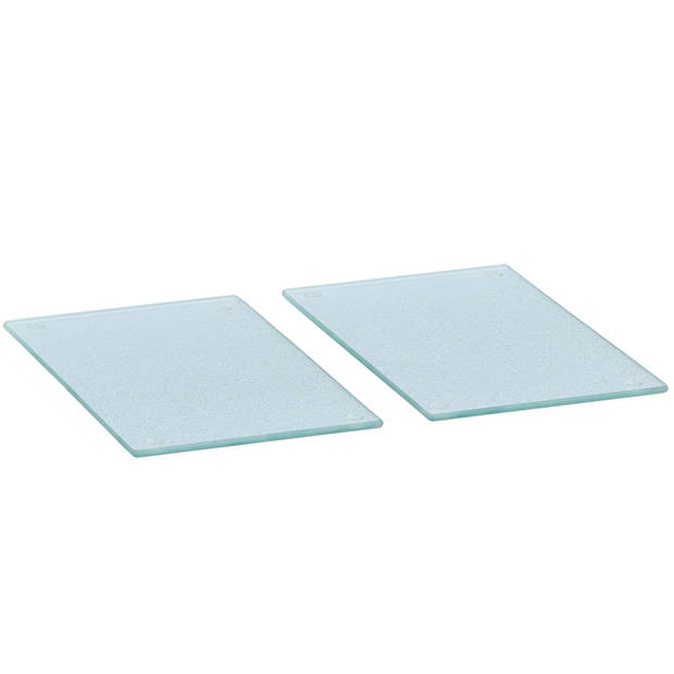 Zeller snijplanken - set 2x - met siliconen voetjes - glas - 25 x 15 cm - Snijplanken