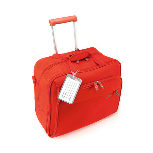 Kofferlabel van kunststof - 4x - rood - 11 x 7 cm - reiskoffer/handbagage labels - Bagagelabels