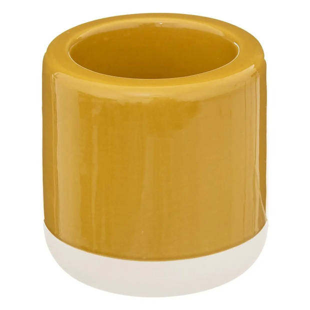 2x stuks WC-/toiletborstel met houder rond oker geel dolomiet 37 cm - Toiletborstels