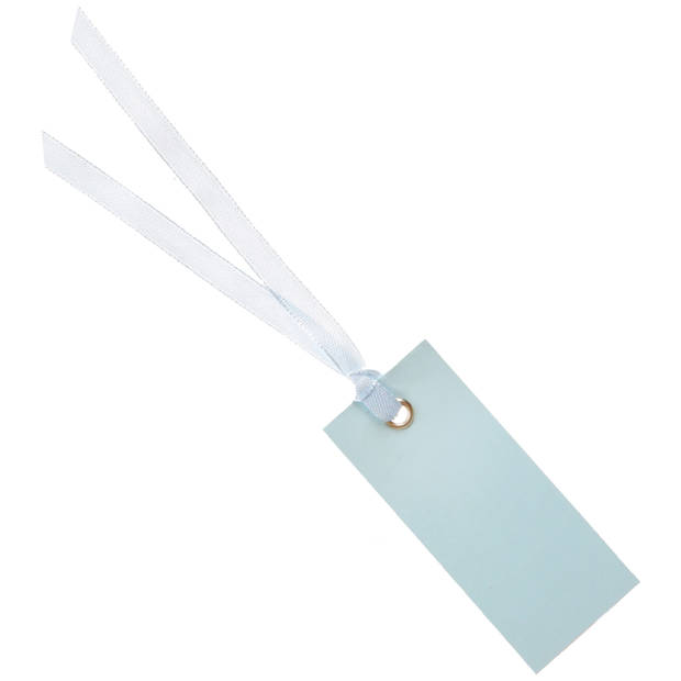 Santex cadeaulabels met lintje - set 24x stuks - licht blauw - 3 x 7 cm - naam tags - Cadeauversiering