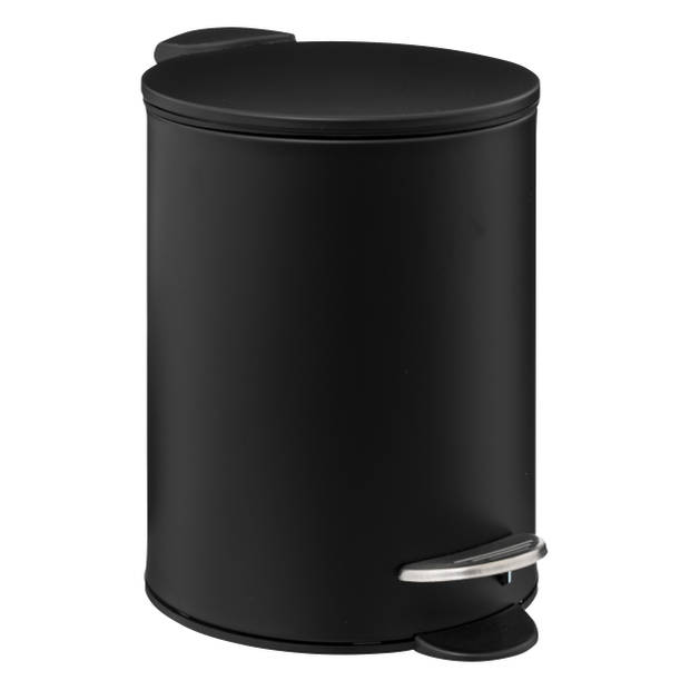 5Five Badkamer/toilet accessoires set - zwart - metaal - pedaalemmer/wc-borstel - Badkameraccessoireset
