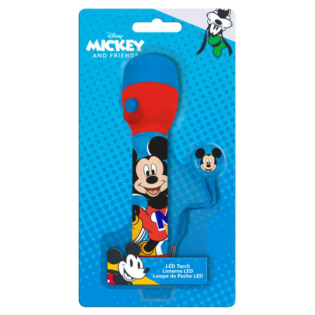 Disney Mickey Mouse kinder zaklamp/leeslamp - blauw/rood - kunststof - 16 x 4 cm - Kinder zaklampen