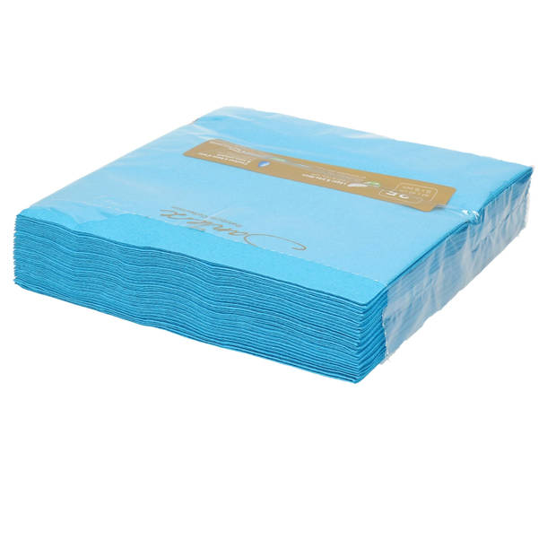 Santex feest servetten aqua blauw - 50x - 40 x 40 cm - Feestservetten