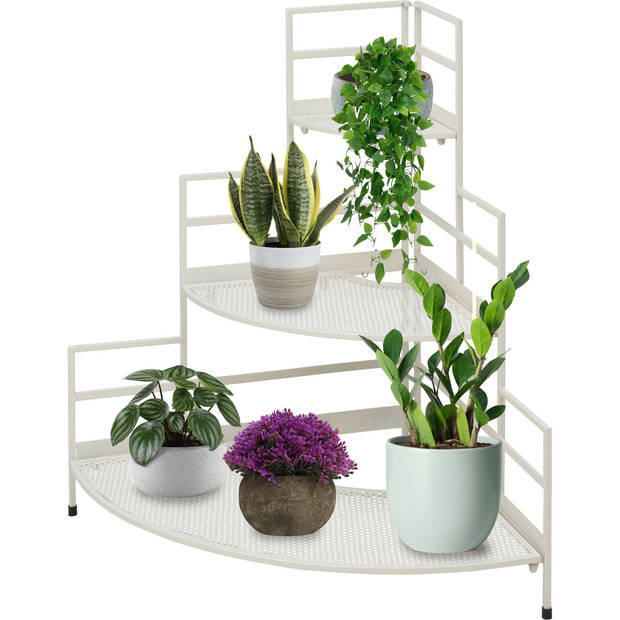 Pro Garden Plantenrek/plantentafel - creme - metaal - 84 x 60 x 84 cm - inklapbaar - Plantenrekjes